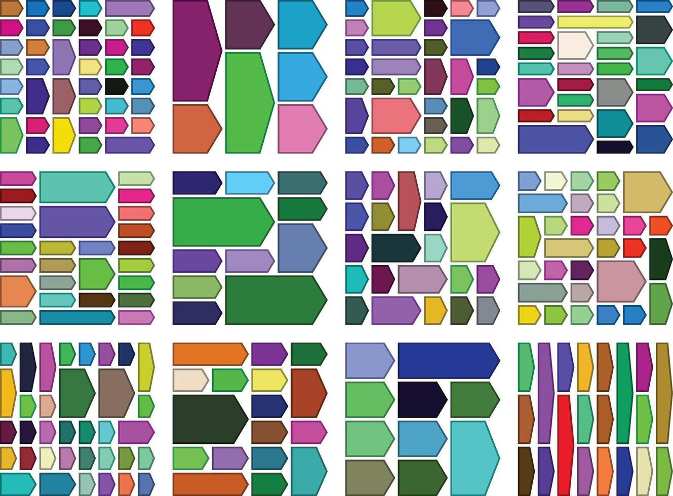 Creative chevron arrow shapes supporting neat modular bento grid layouts vector