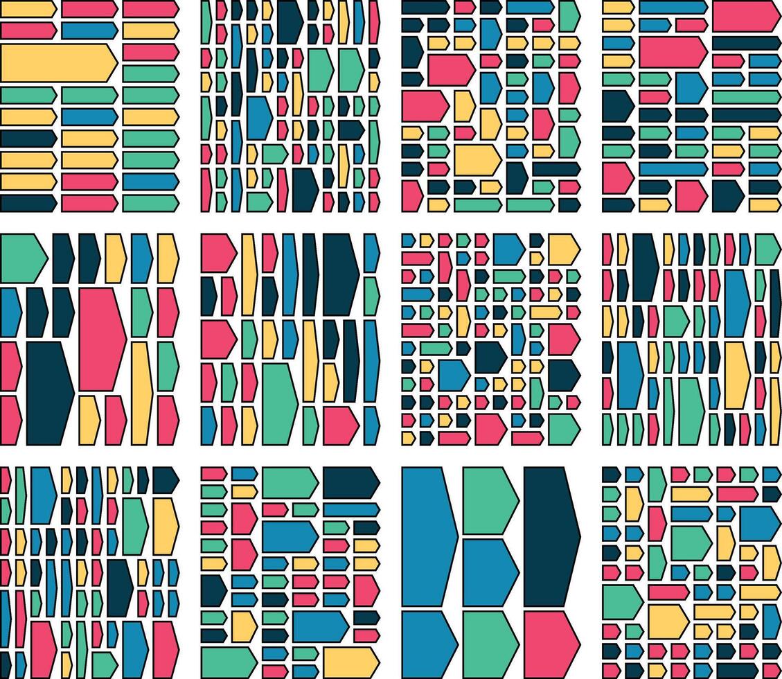 Lightweight arrow chevron designs optimized for flexible bento UI grids vector