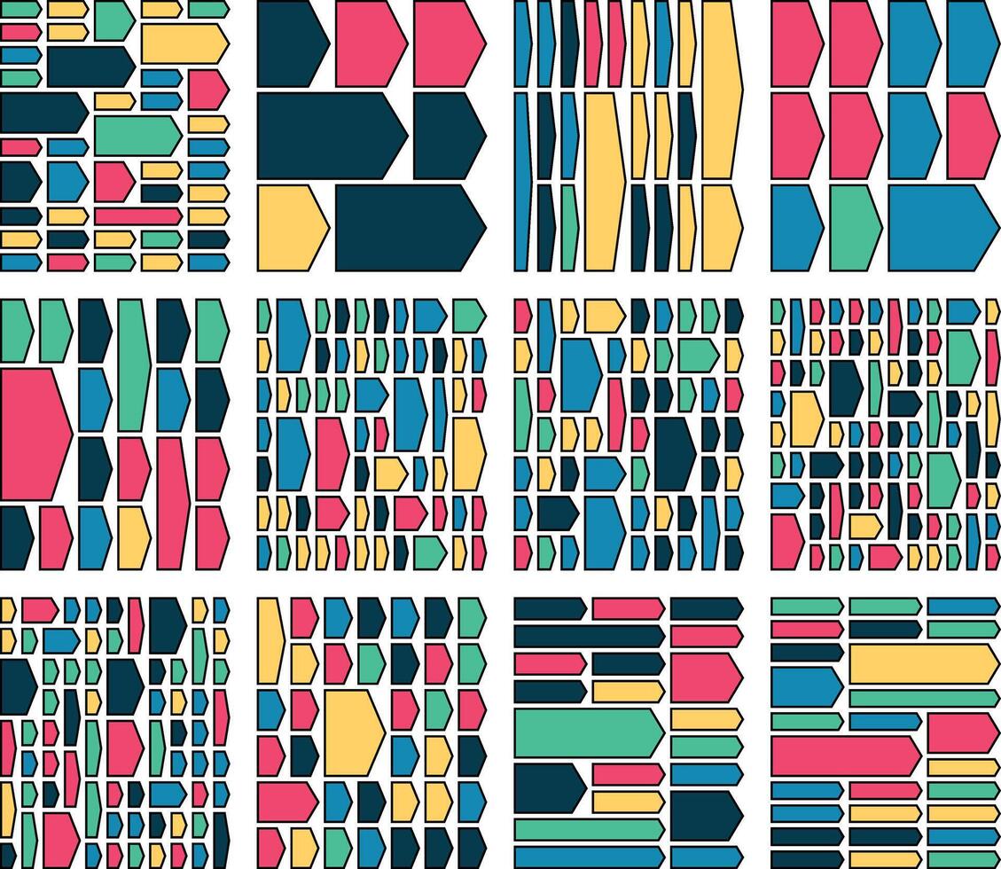 creativo resumen cheurón flecha íconos elevando único modular ui diseños vector