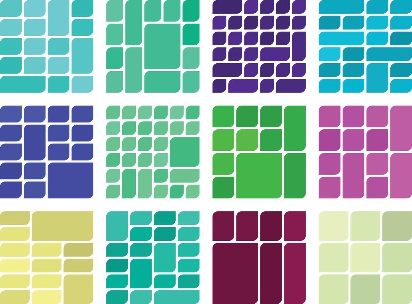 Modern Asymmetric Leaf Style Bento Grid Bundle For Stylish Graphic Design Use vector