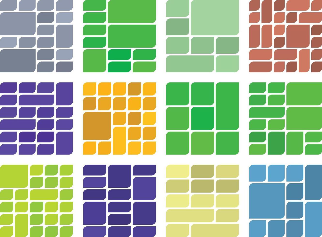 Asymmetric Leaf Style Bento Grid Design Bundle For Creative Projects vector