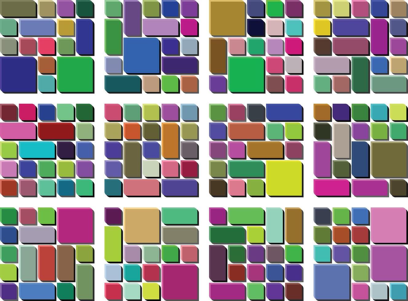 Classic Asymmetric Leaf Style Bento Grid Botanical Pattern Bundle For Creatives vector