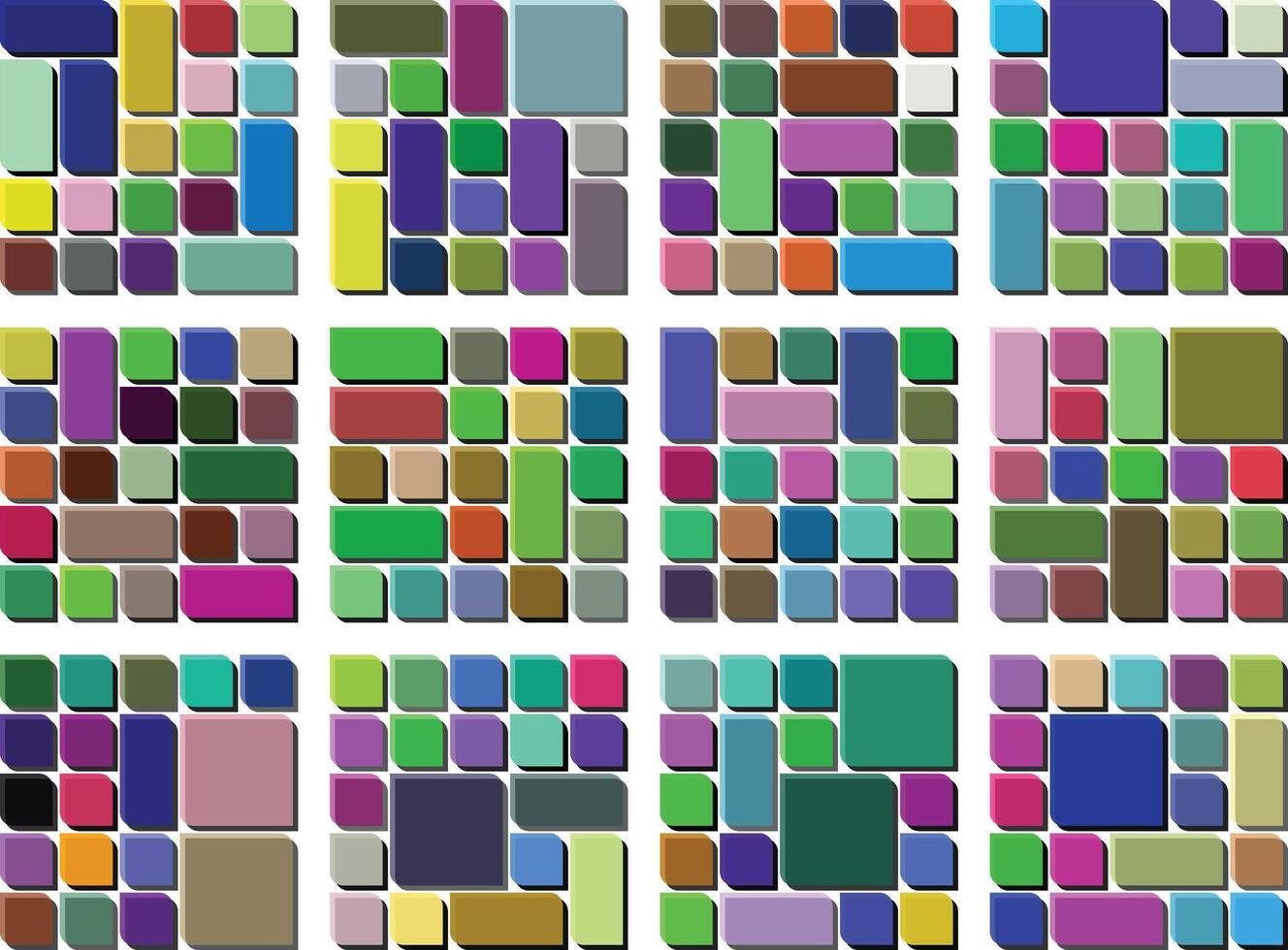 Refined Asymmetric Leaf Style Bento Grid Botanical Design Bundle For Marketing vector