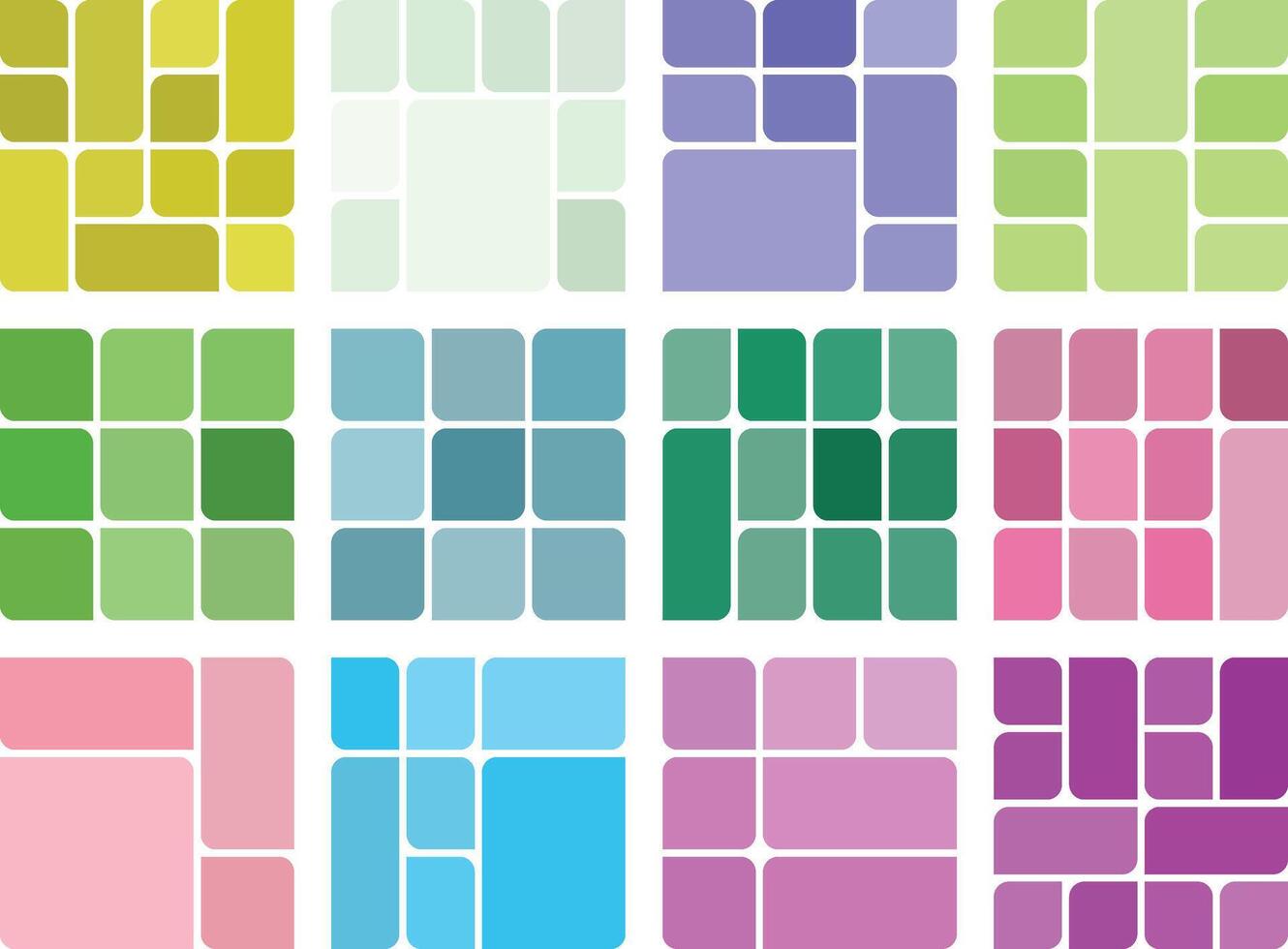 Chic Asymmetric Leaf Style Bento Grid Botanical Look Bundle For Creative Tasks vector