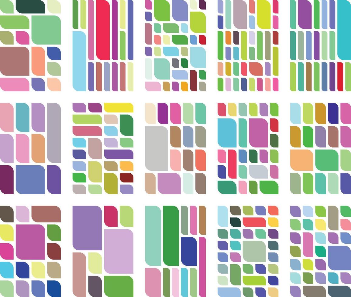 Fresh Asymmetric Leaf Style Bento Grid Nature Design Bundle For Digital Use vector