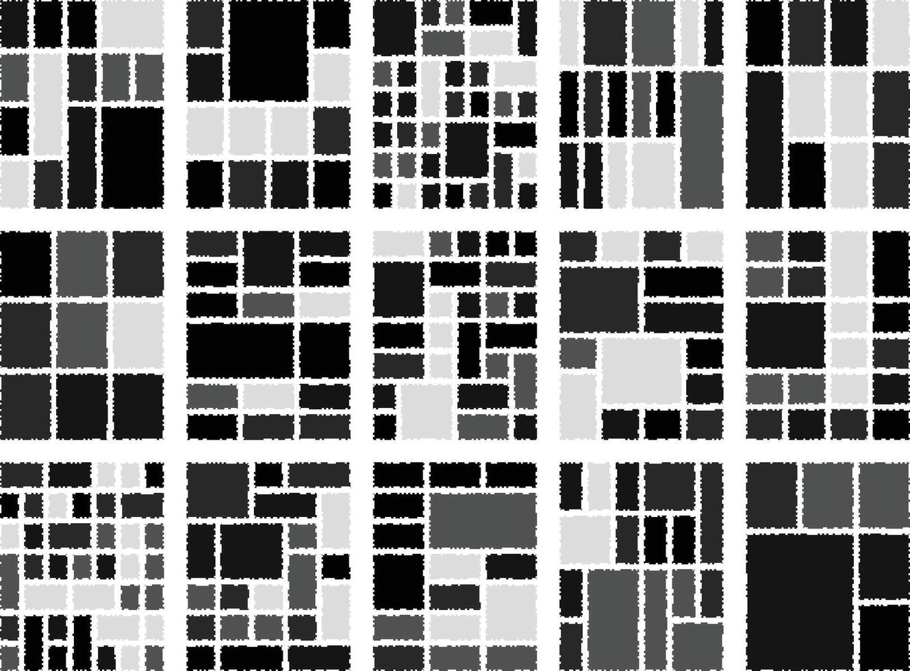 Abstract pixel inspired glitch style bento grid design for creators vector
