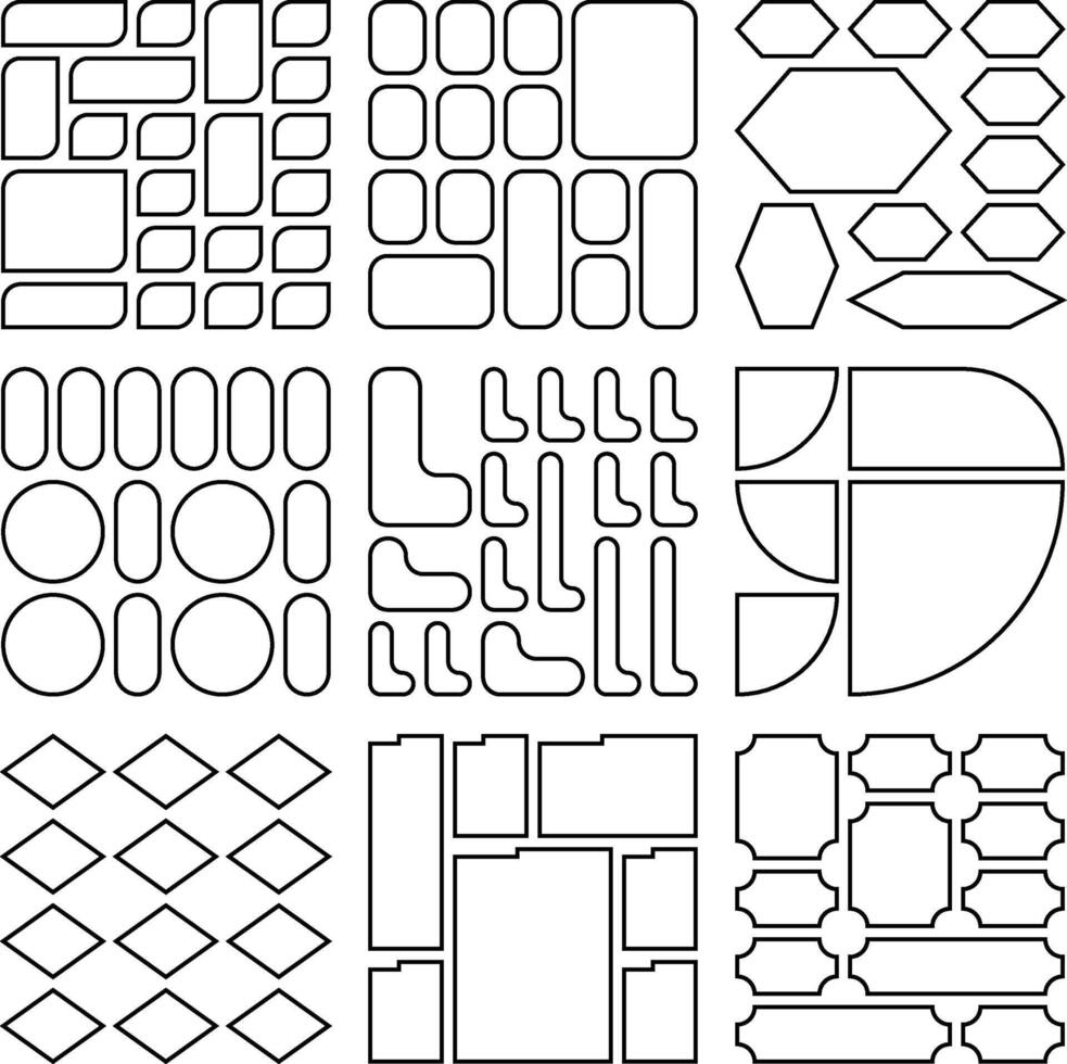 Unique outline bento grid mix creative set crafted for smooth workflows vector