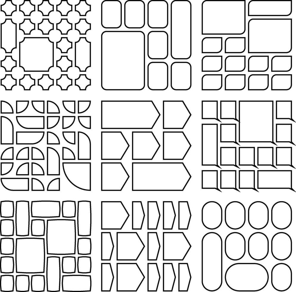 Crisp outline bento grid mix visuals curated for professional branding vector