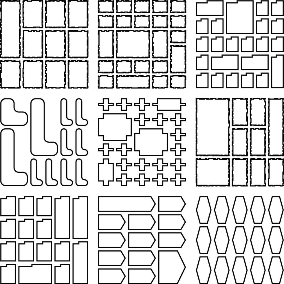 Creative outline bento grid mix shapes designed for versatile applications vector