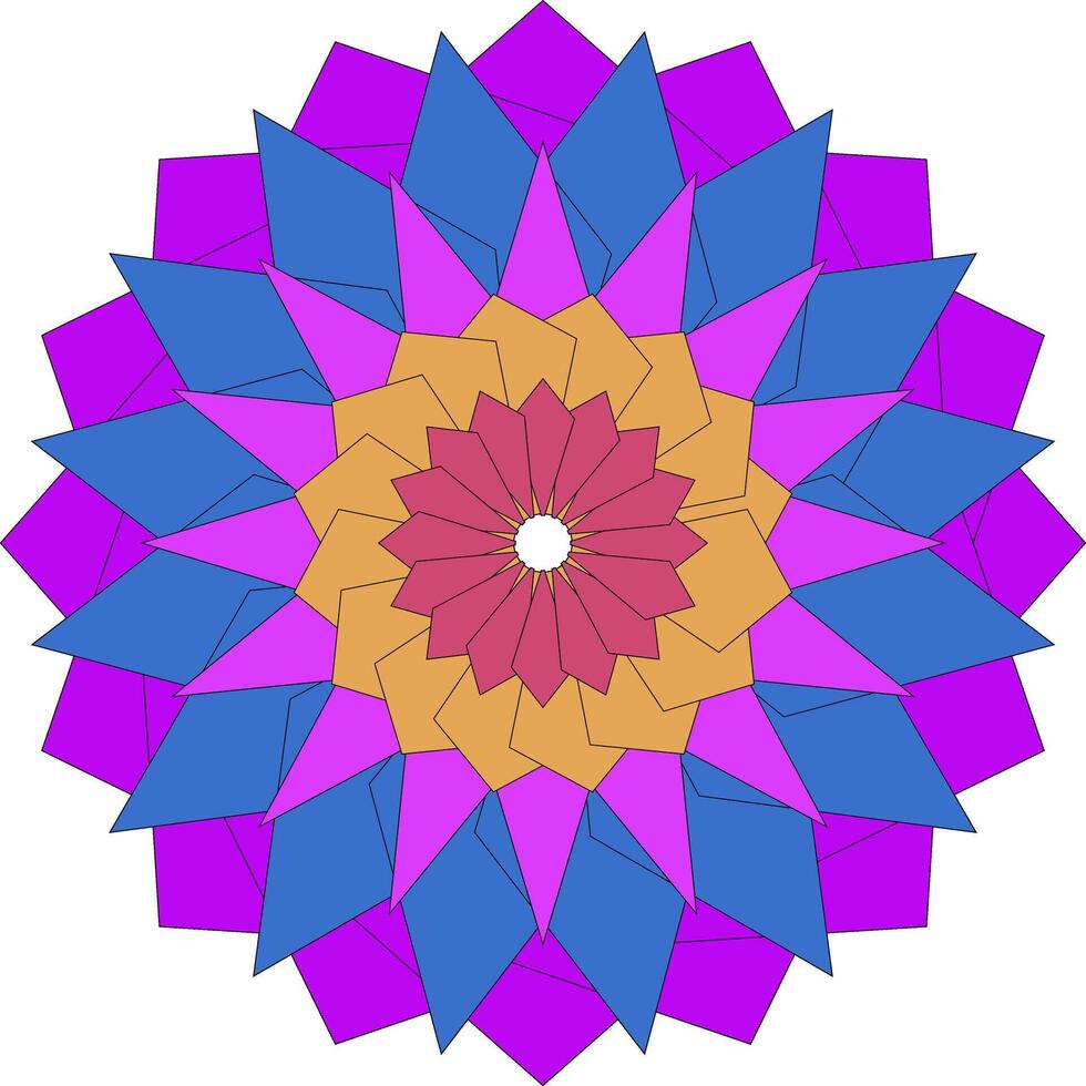 Decorative Abstract Mandala Flower Pattern With Harmonious Multicolor Geometric Shapes vector