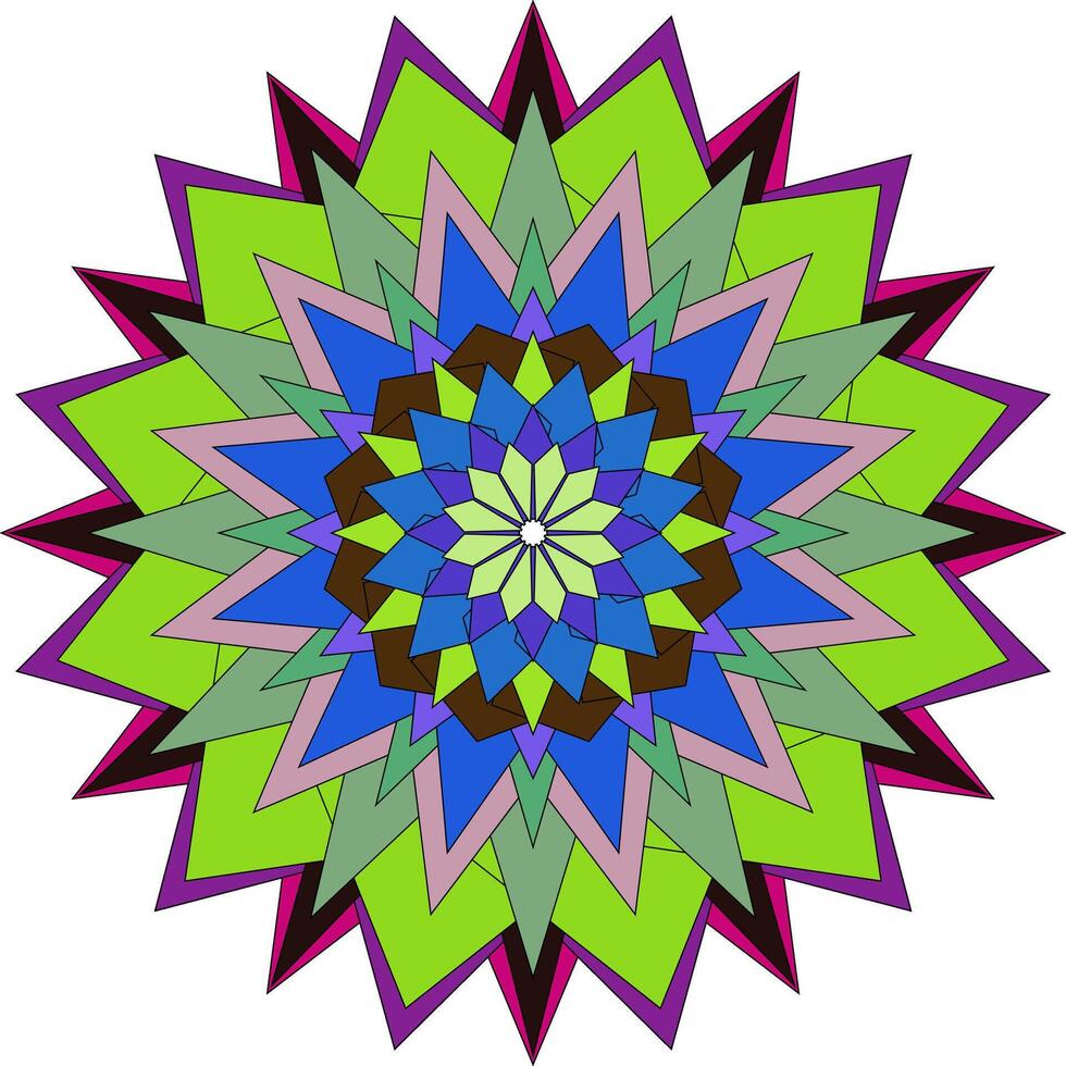 Bright artistic mandala flower with geometric colorful abstract patterns vector