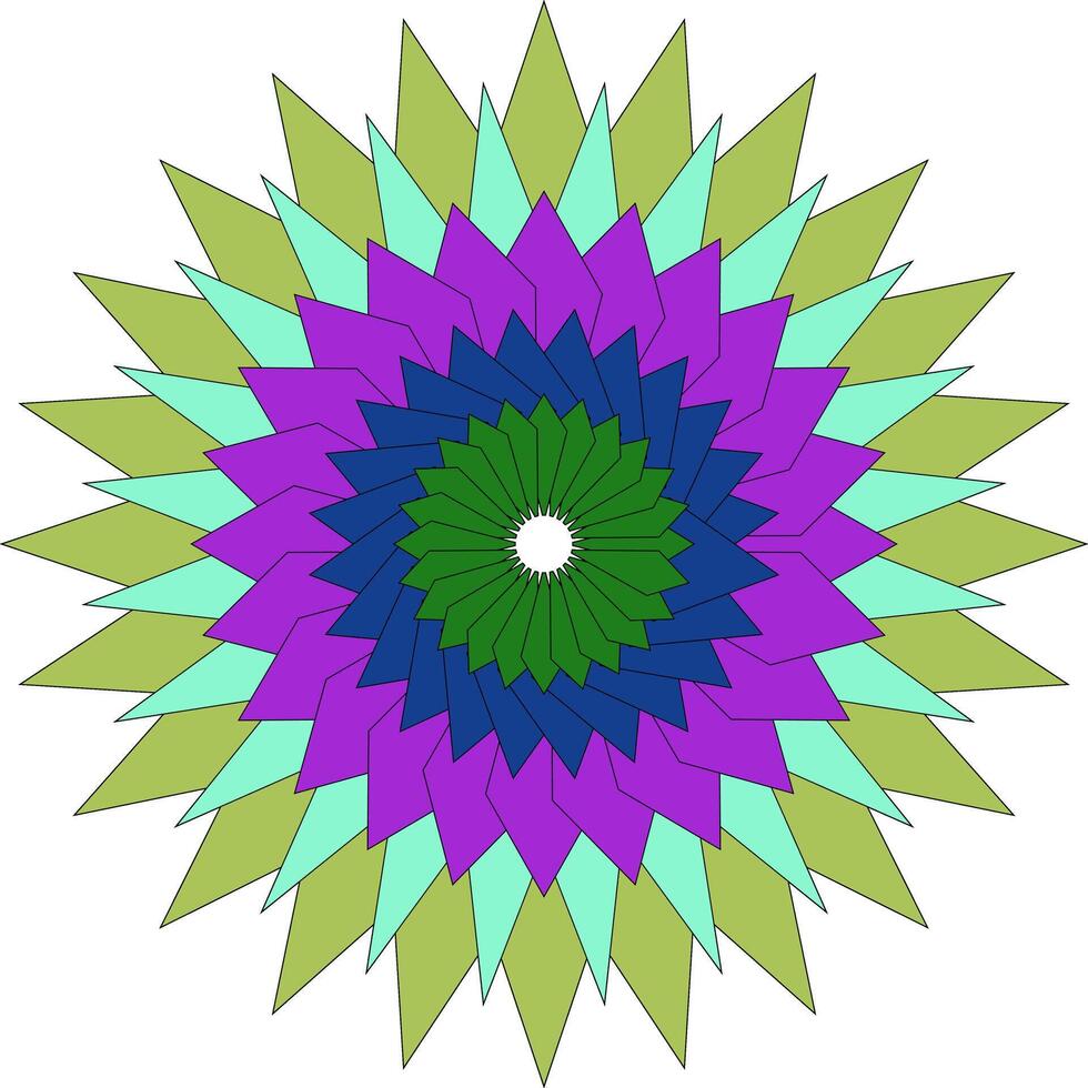 Geometric floral mandala infused with dynamic colorful abstract form vector