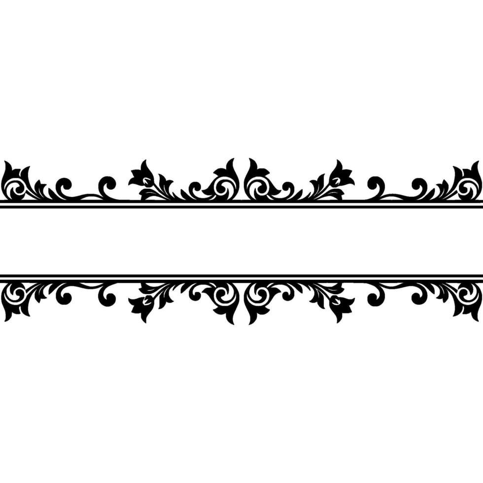 An elegant decorative filigree border with symmetrical floral scrollwork and a central horizontal empty space for text vector