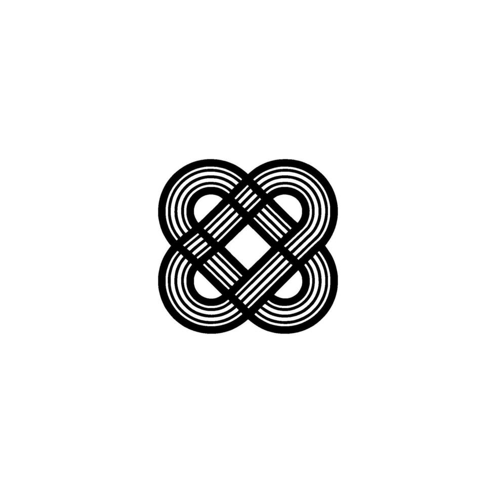 A striking minimalist Celtic knot pattern with parallel lines creating a visually intricate and continuous loop isolated vector
