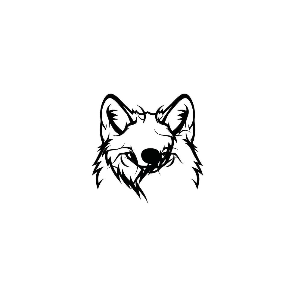 Sketch of a fox s face with expressive eyes and ears vector