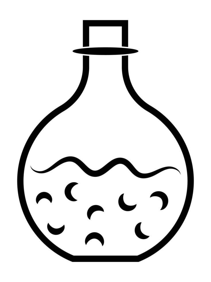 Magic potion bottle linear icon. Magical elixir, drink, wizard health, flask or magic isolated on white. Magic symbol bottle flat icon for games and websites. Stock illustration. vector