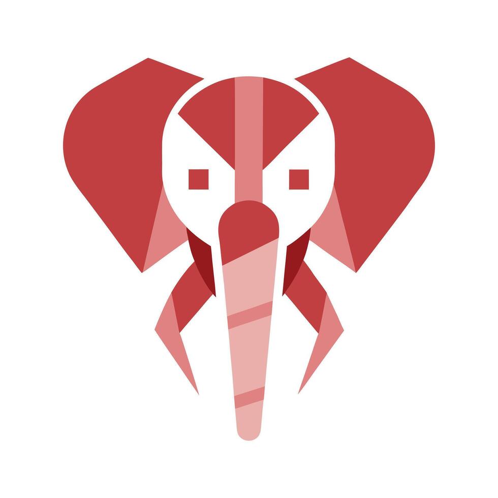 an elephant head with a red and white background vector