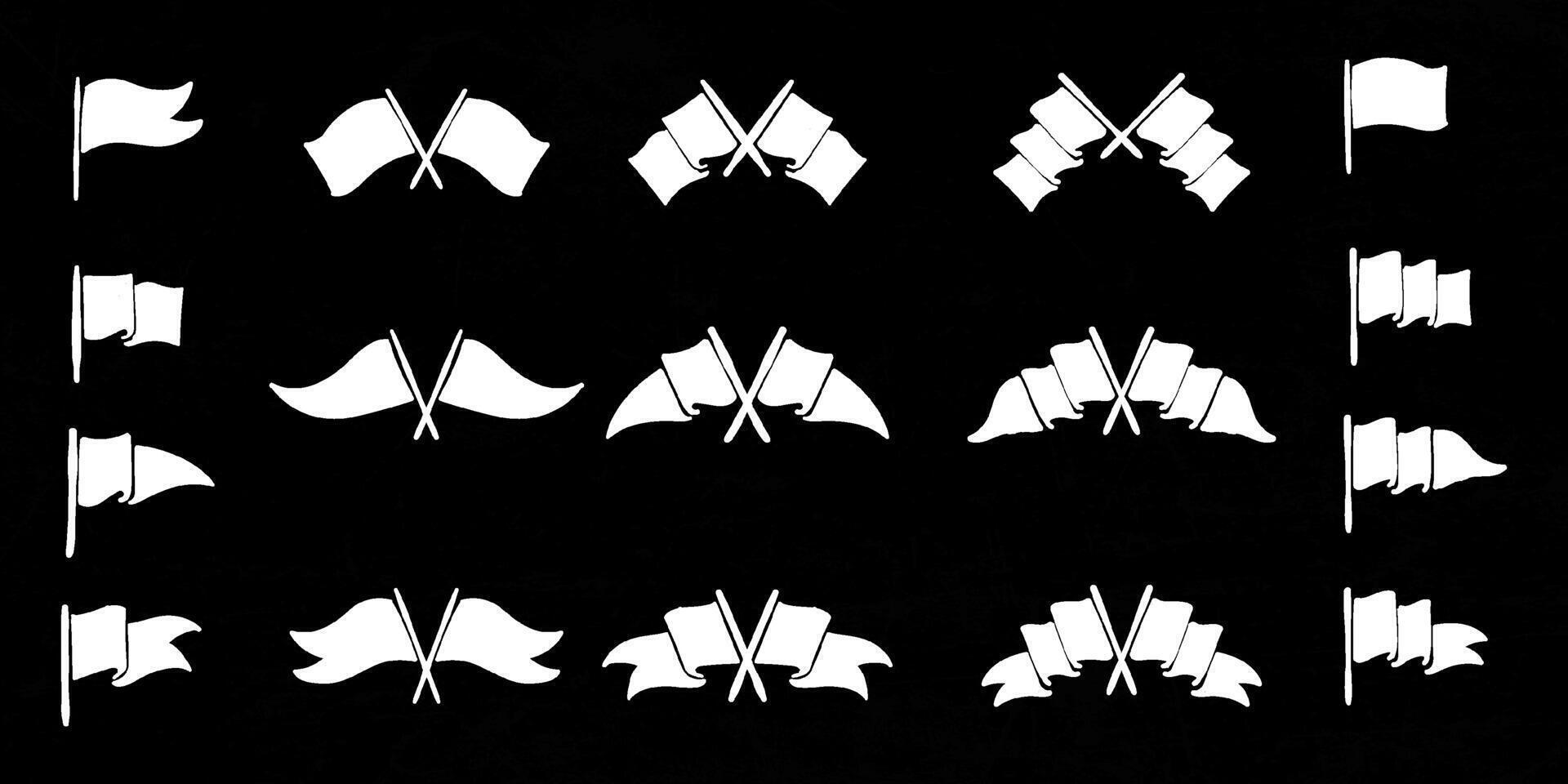 A set of white flags with different shapes vector