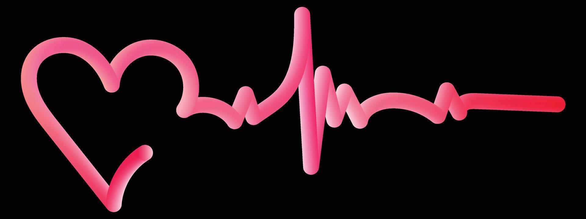 Abstract Glowing Heart ECG Pulse Line vector