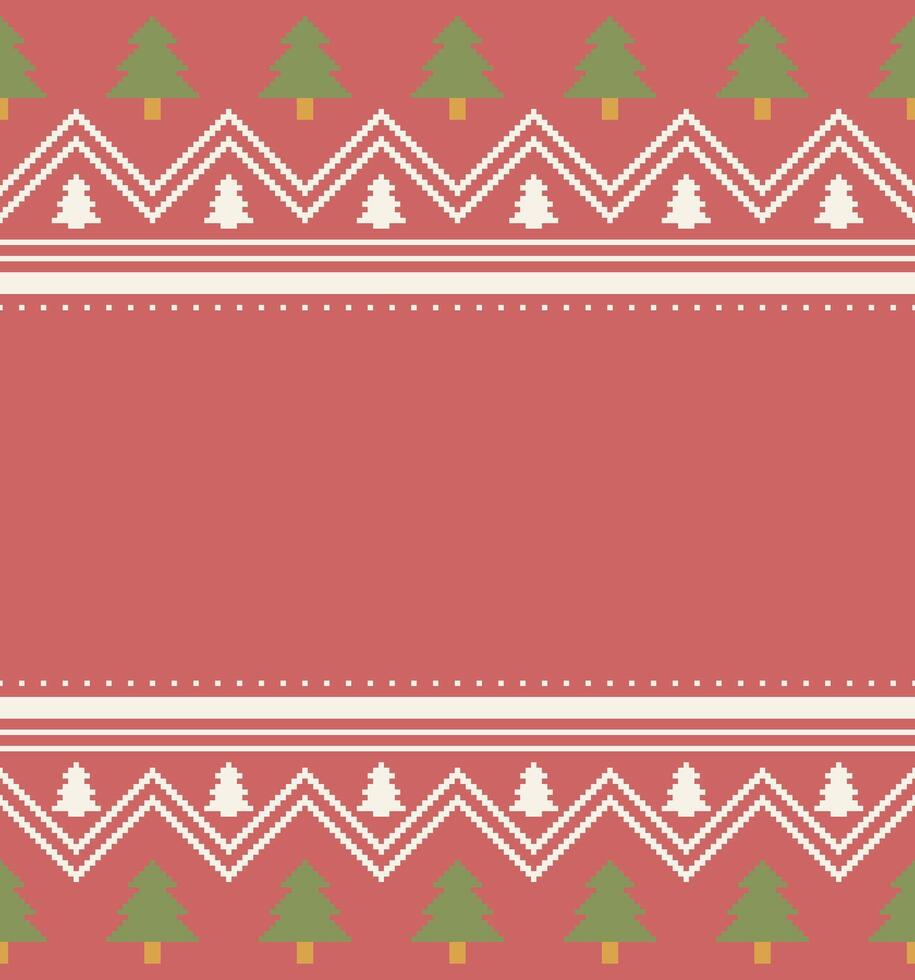 Christmas pixel pattern with pine tree vector