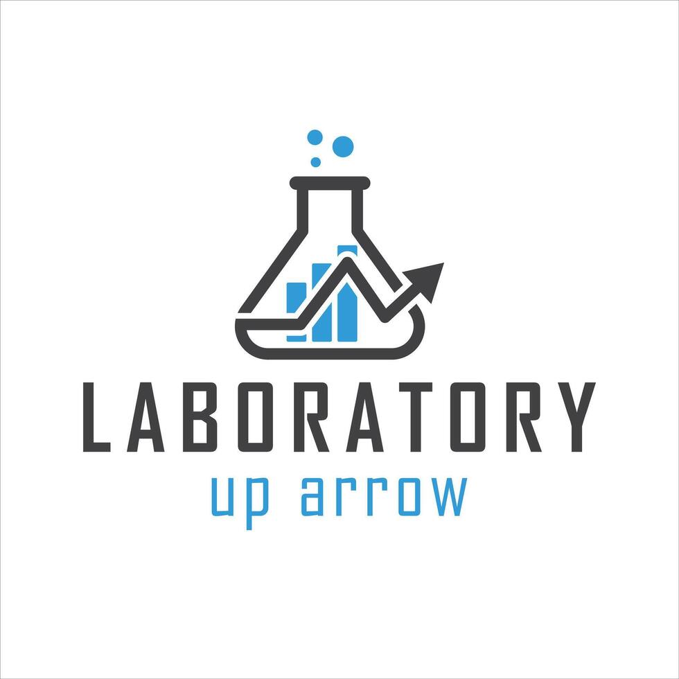 Erlenmeyer Flask And Upward Arrow Graph Logo. Symbol Of Science, Research, And Growth vector