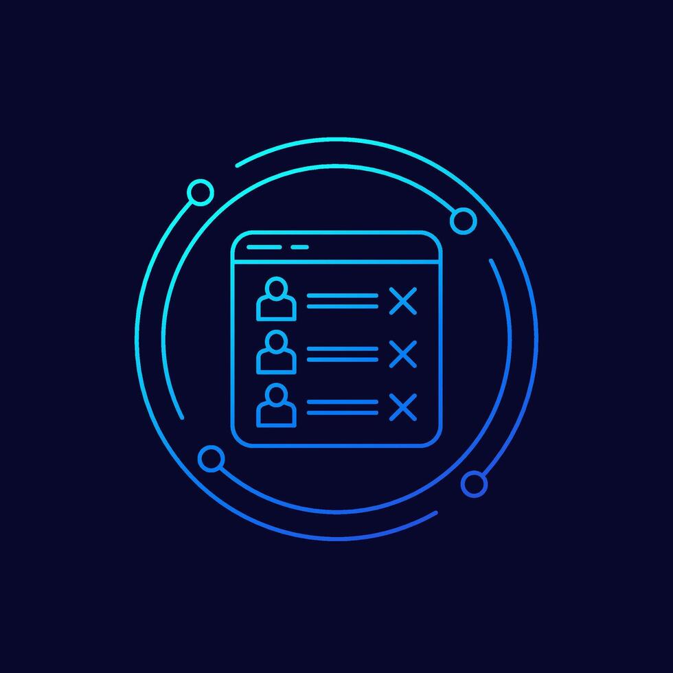 blocked users list icon, linear design vector