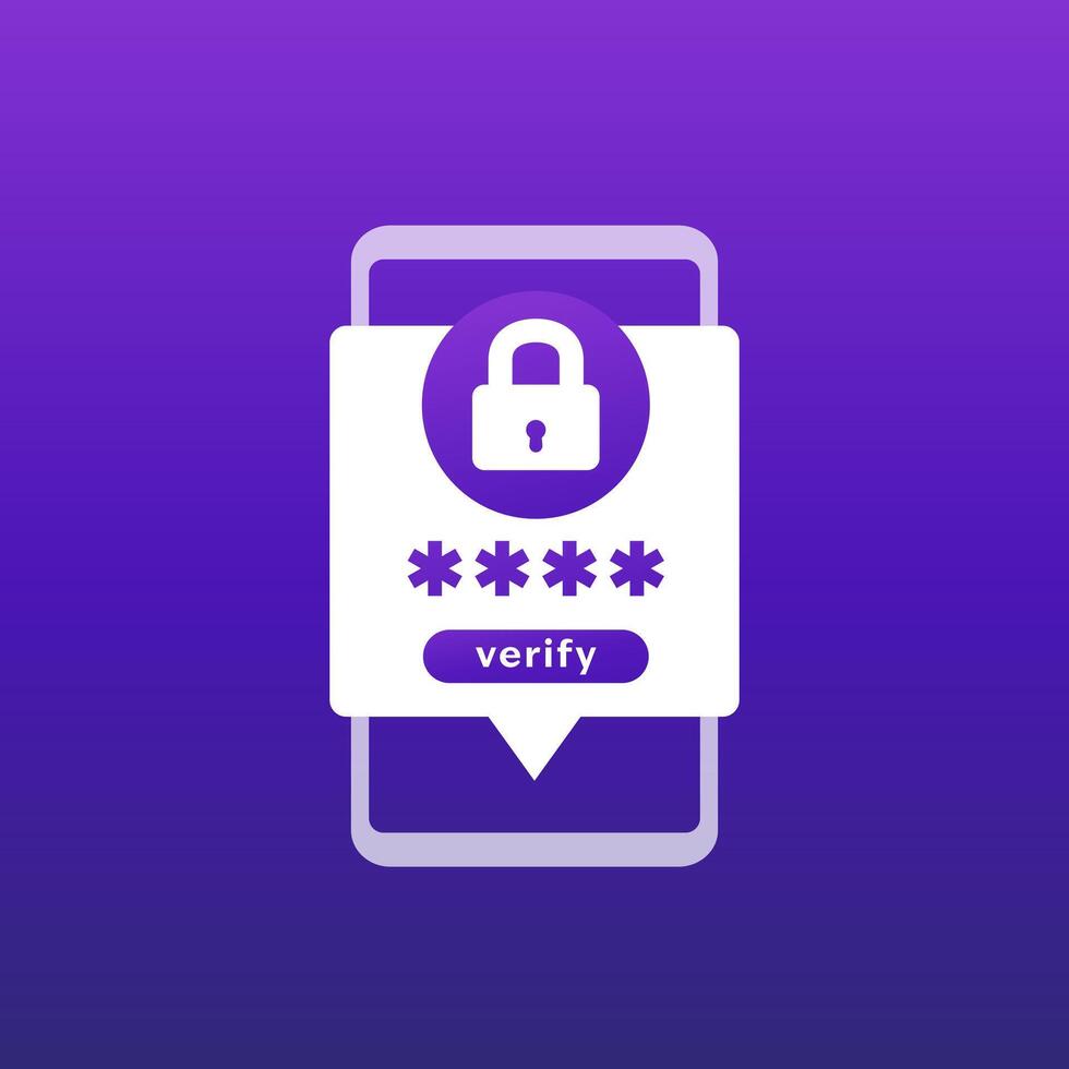 OTP verification icon with mobile phone, one-time passcode vector