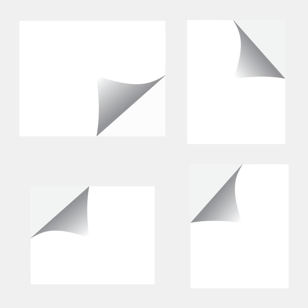 Set of paper curl corners, graphic design elements for page turn effects vector