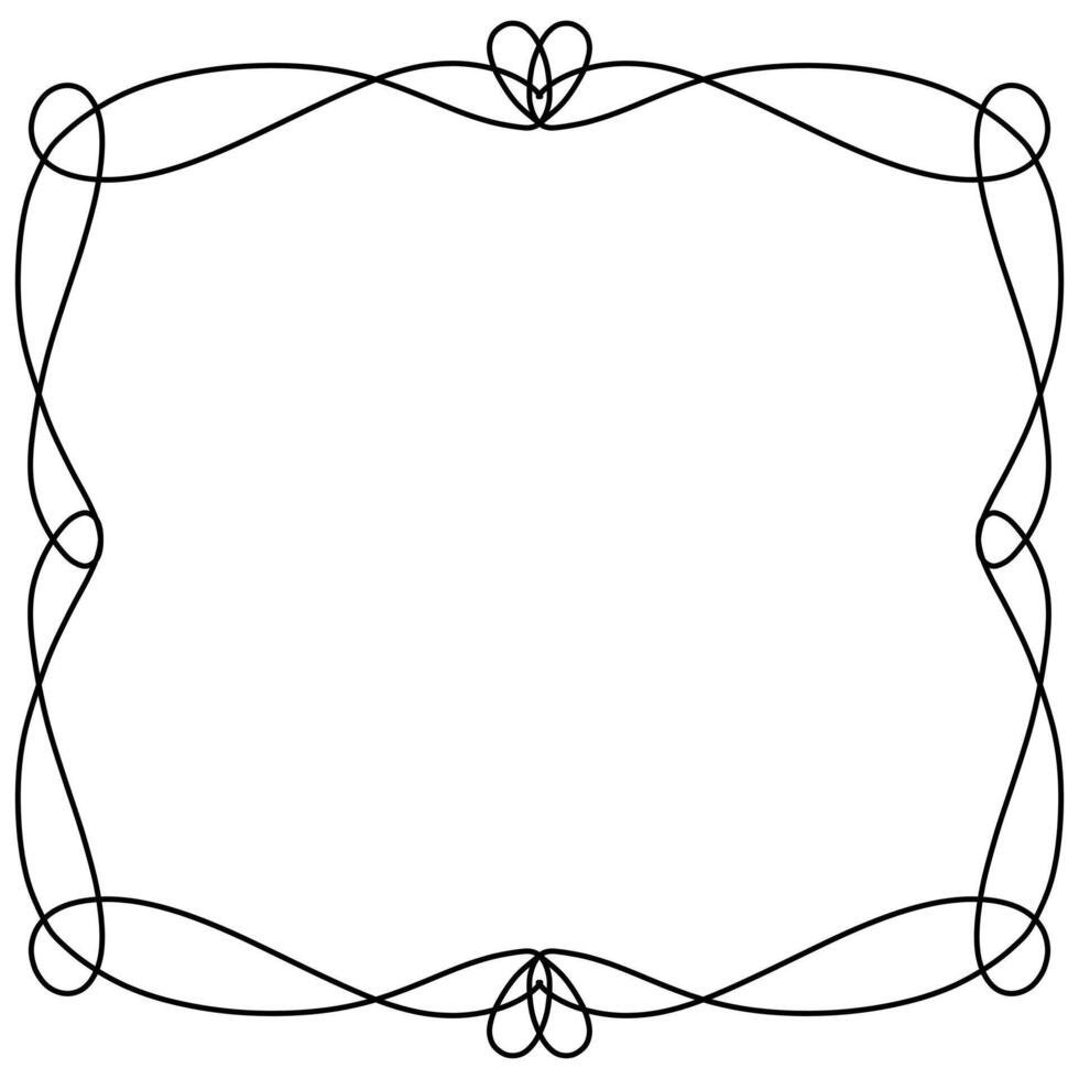 Calligraphic flourish frame border with elegant loops vector