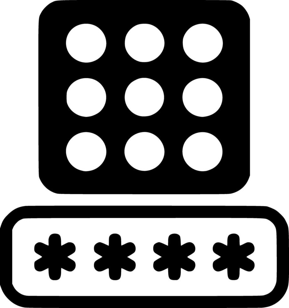Minimal Password Keypad Security Icon in Clean Monochrome Style. Security, password, keypad, lock, cyber, icon vector