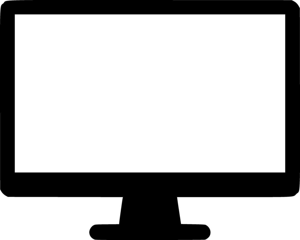 Minimalist Black Silhouette of Widescreen Monitor on White Background. Monitor, screen, display, tech, computer, icon vector