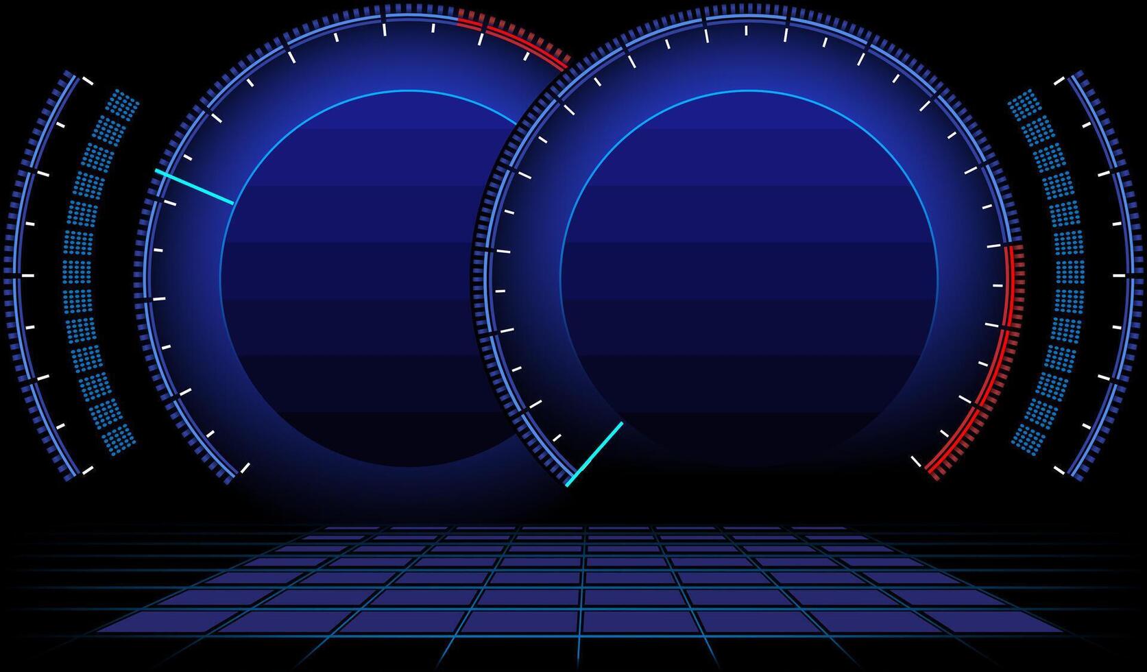 Futuristic control panel interface. Ideal for sci-fi dashboards, HUD design, and digital tech visuals. vector