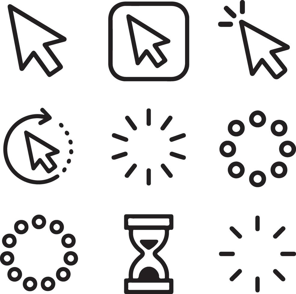Web loading icons set in black and white for designs vector