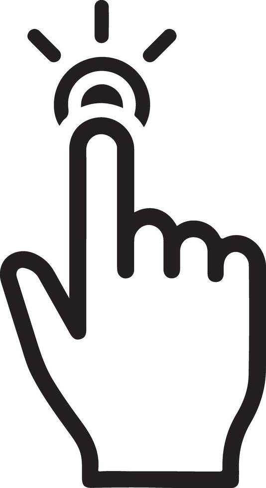 Clicking finger touch screen or button icon with light rays vector