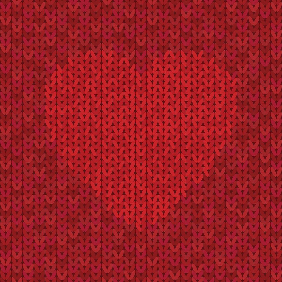 Abstract red wool knitted texture with heart shape seamless pattern background vector