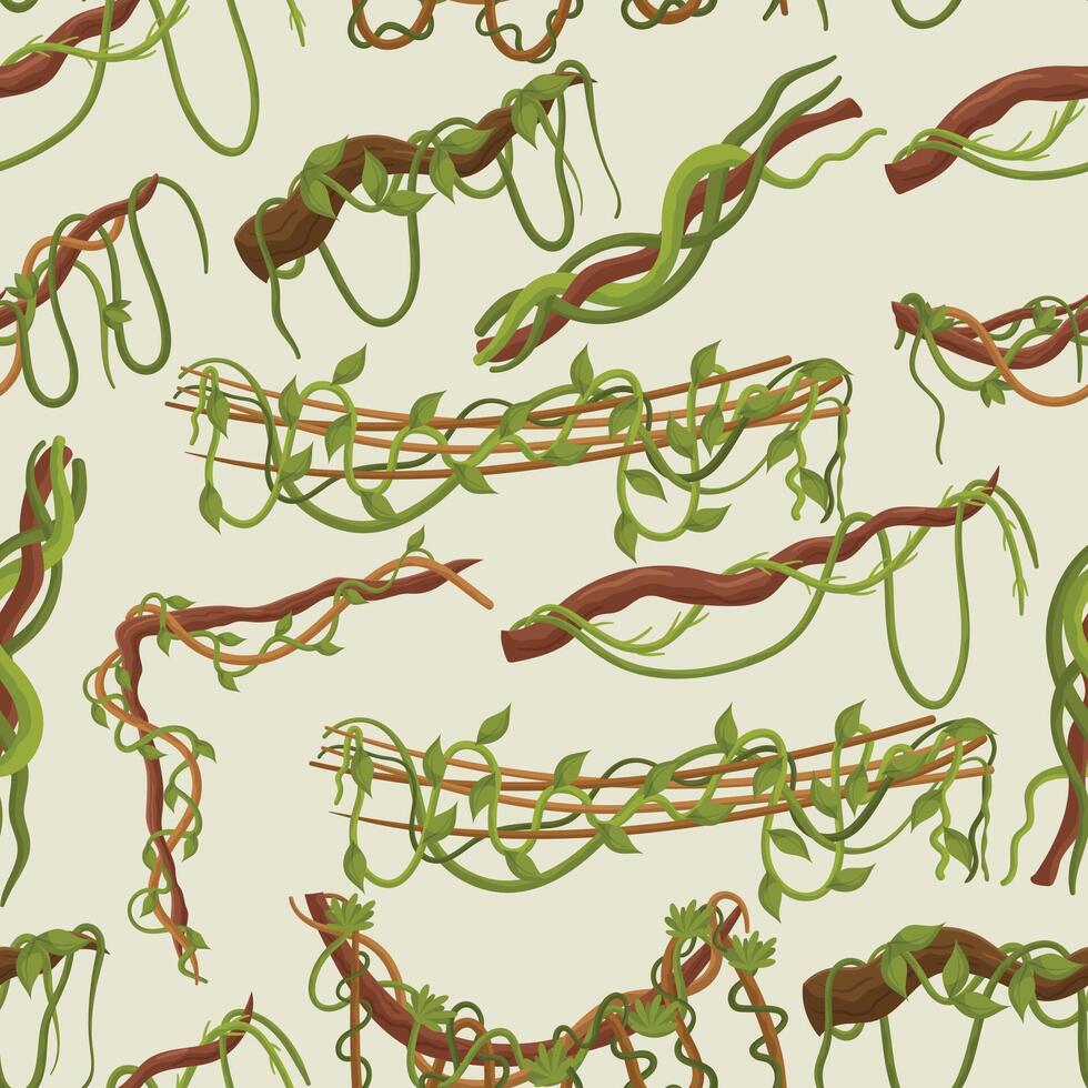 Lush Lianas Seamlessly Intertwine In A Captivating Pattern, Creating A Vibrant And Organic Design, Illustration vector
