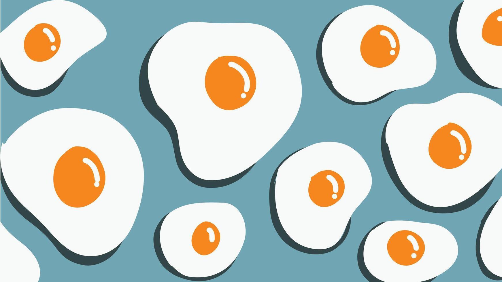 Trendy Fried Egg Pattern with Shadow Effect vector