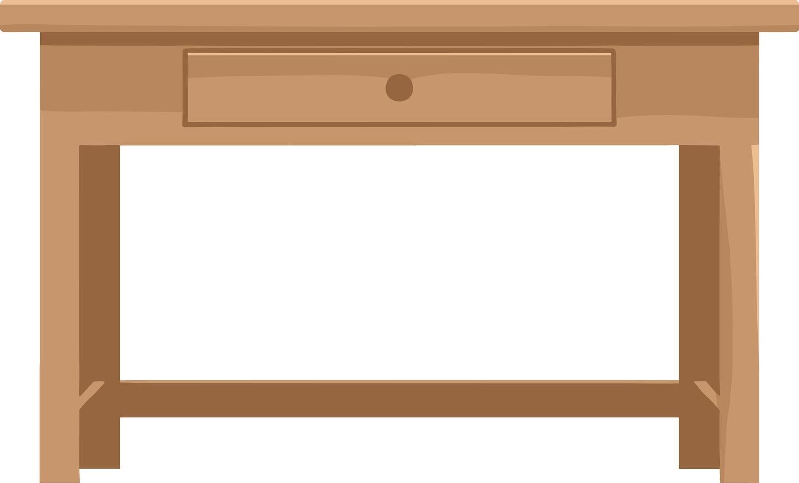Classic wooden console table with a single drawer isolated on a white background. vector