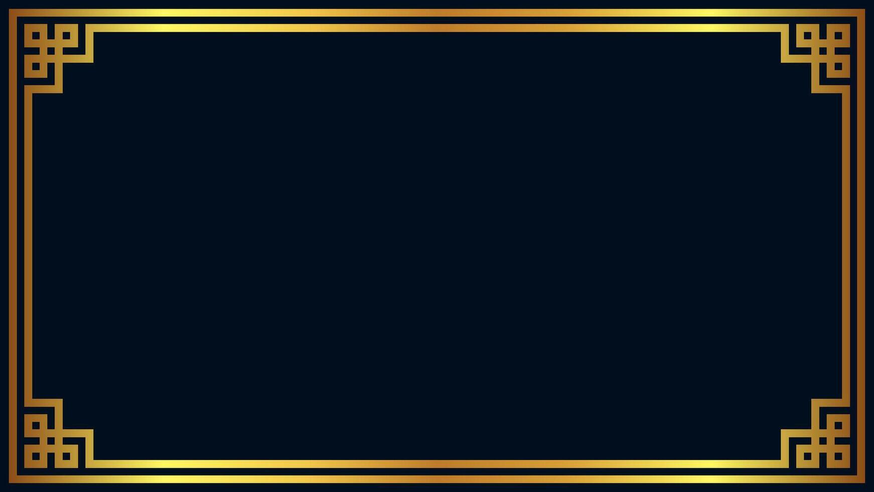 Golden gradient frame rectangle with simple border geometric corners vector