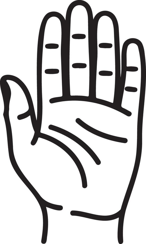 Simple line drawing of an open hand with fingers extended vector