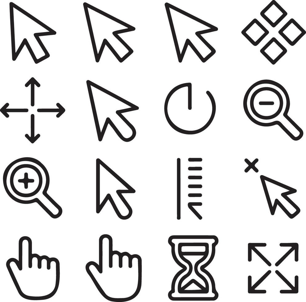 colección de computadora cursor íconos y ratón punteros vector