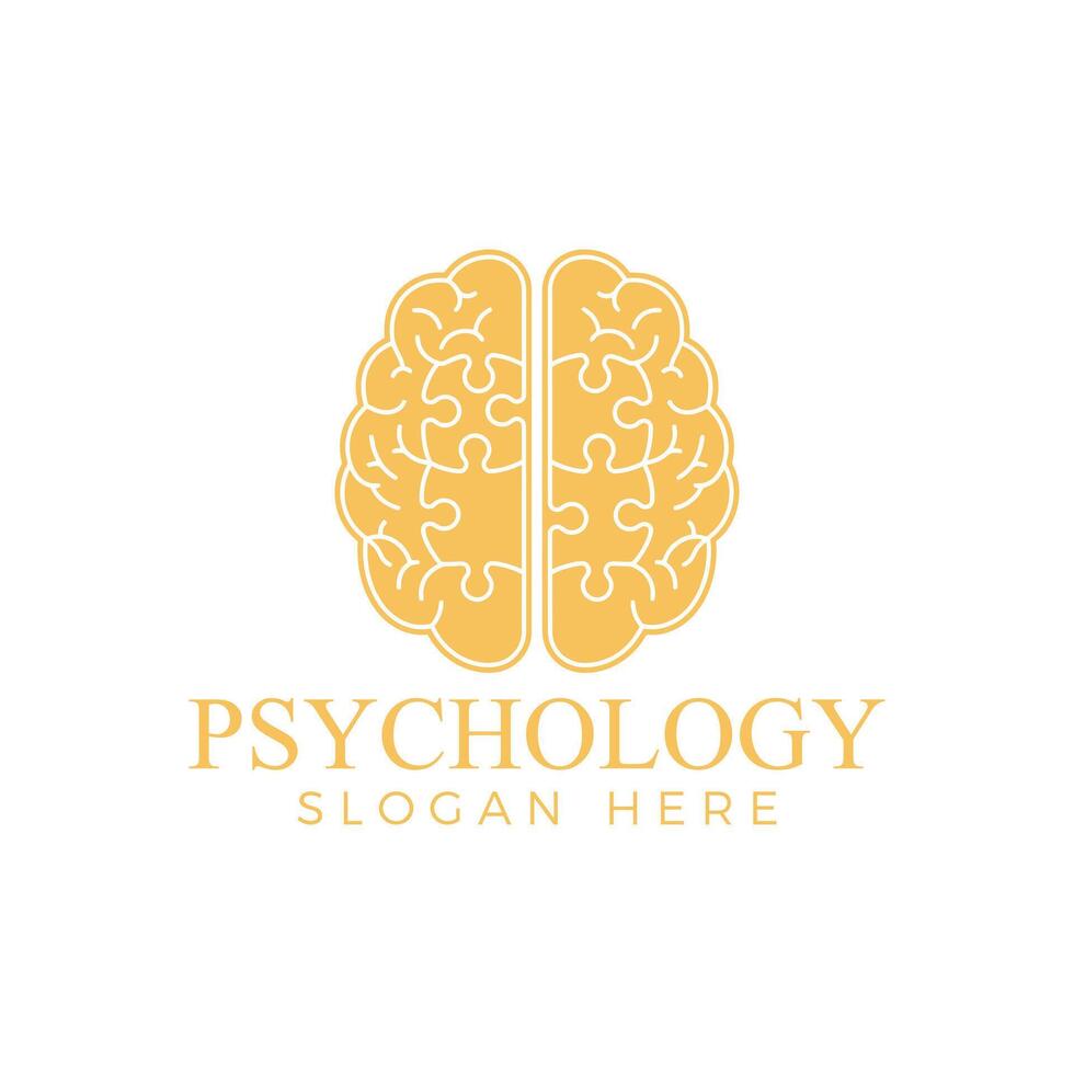 Brain puzzle logo concept isolated on white background, symbolizing mental health and cognitive function vector