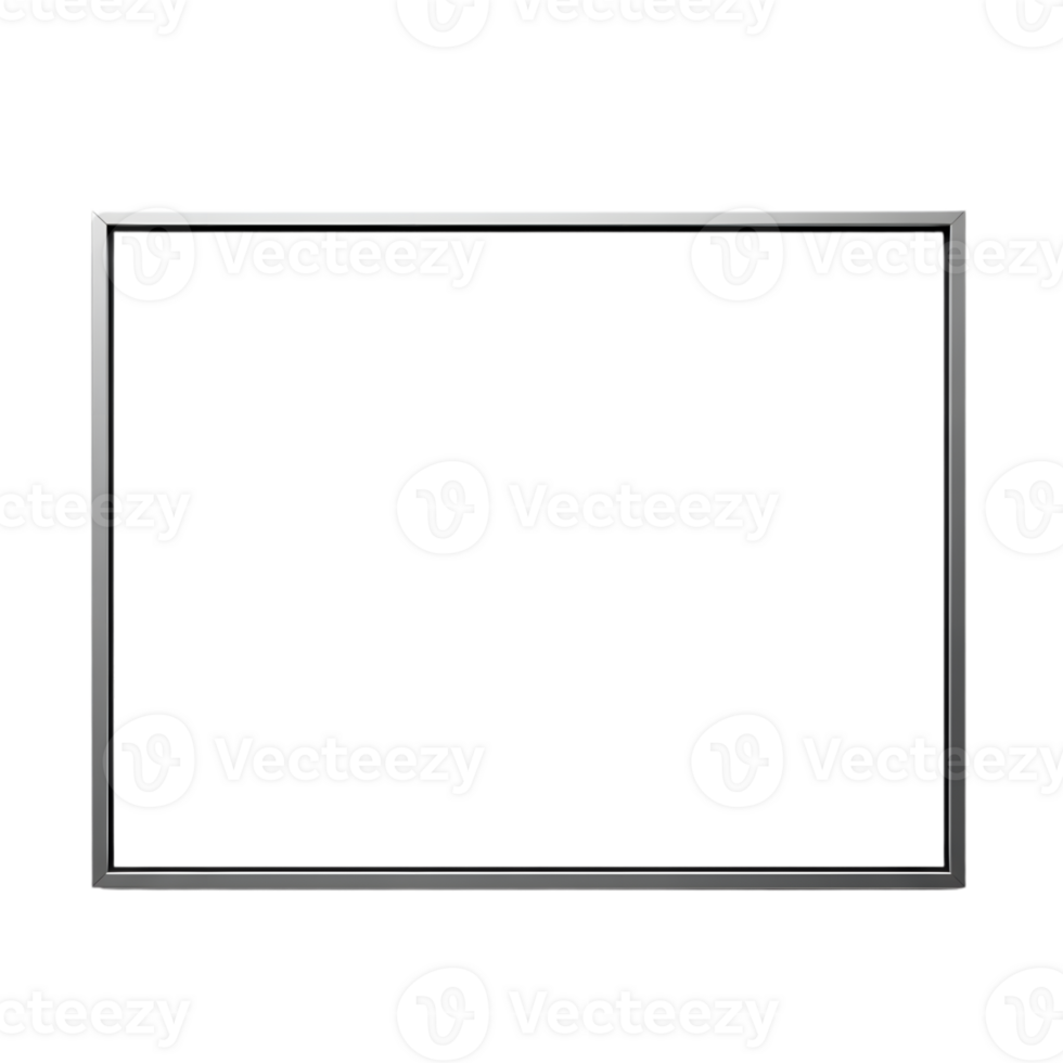 Sleek Silver Metallic Rectangular Frame on Transparent Background - Modern Empty Border Design png