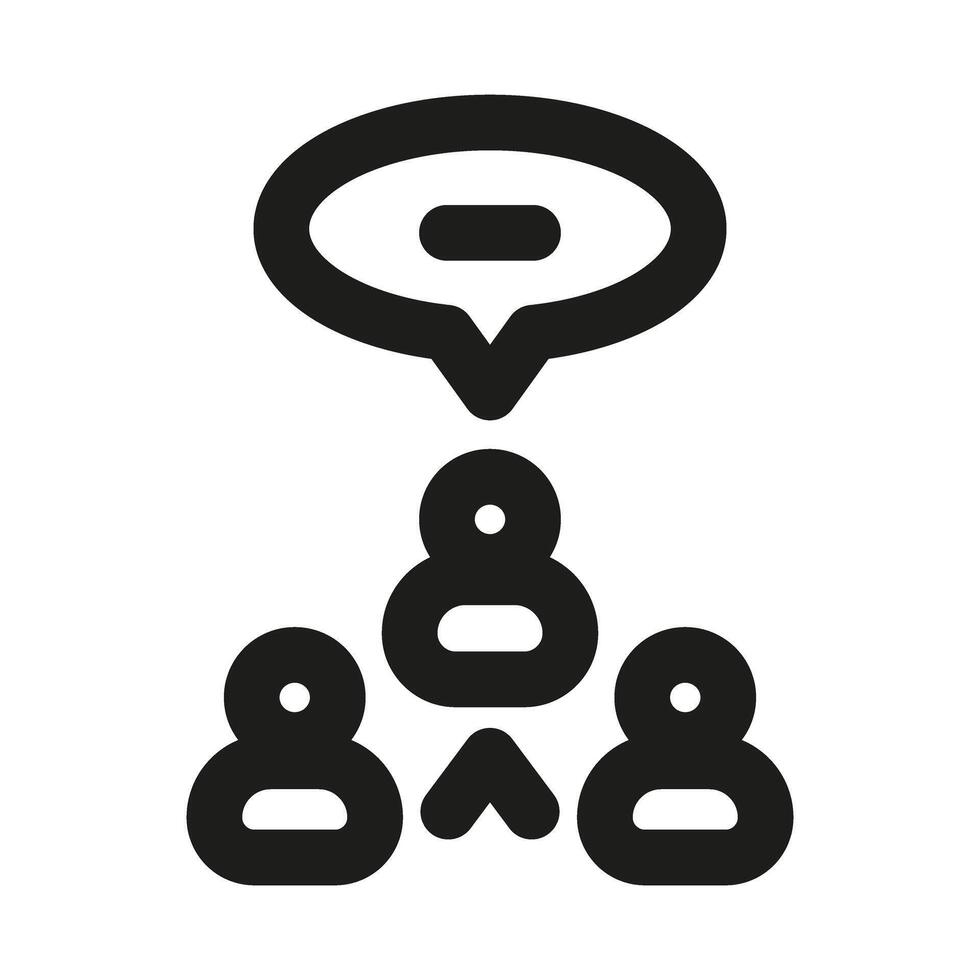 Group Discussion Icon. Modern professional minimal line graphic illustrating teamwork, communication, collaboration, brainstorming and meeting interaction vector