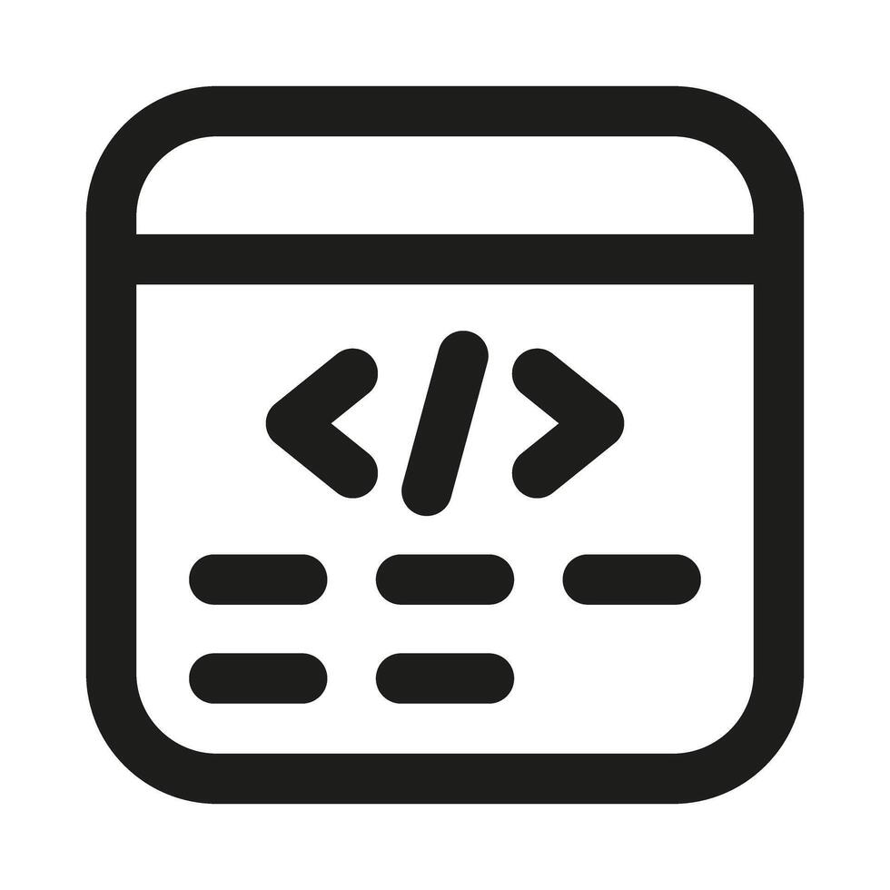 web programación icono. moderno profesional mínimo línea gráfico ilustrando codificación, software desarrollo, sitio web creación, guion y digital programación vector