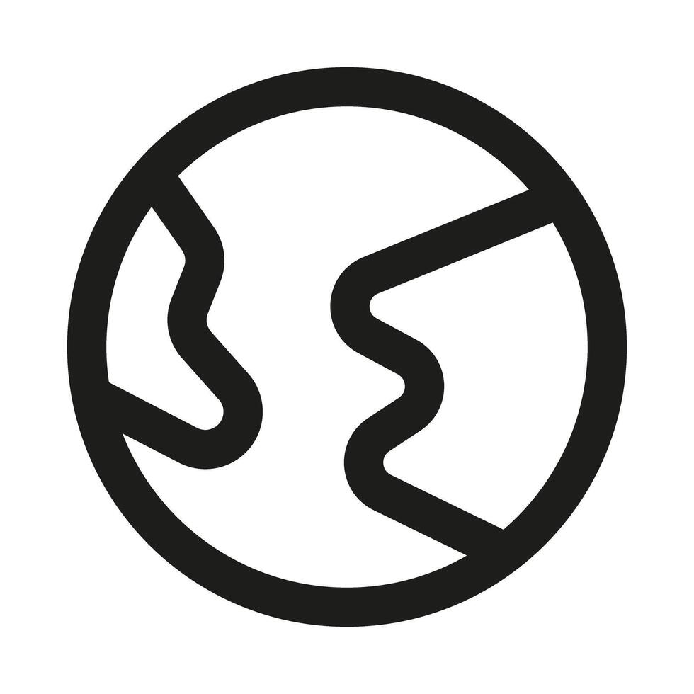 Earth Planet Icon. Modern professional minimal line graphic illustrating global environment, world map, geography and planetary representation vector