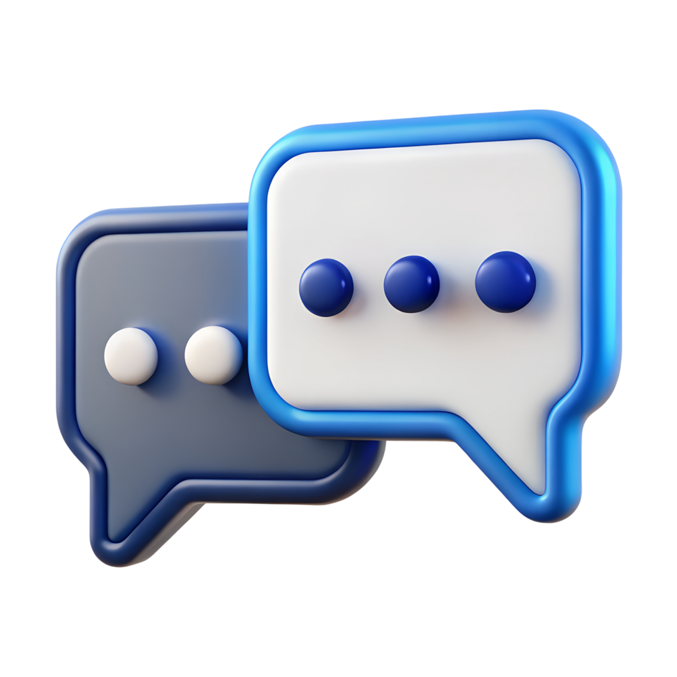 dois 3d discurso bolha ícones com pontos representando conversação ou comunicação isolado em transparente fundo png