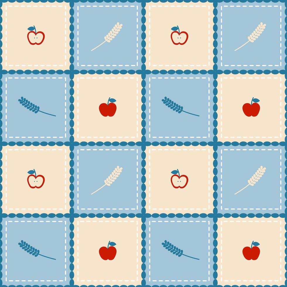 seamless minimal apple repeat pattern plaid checkered background vector