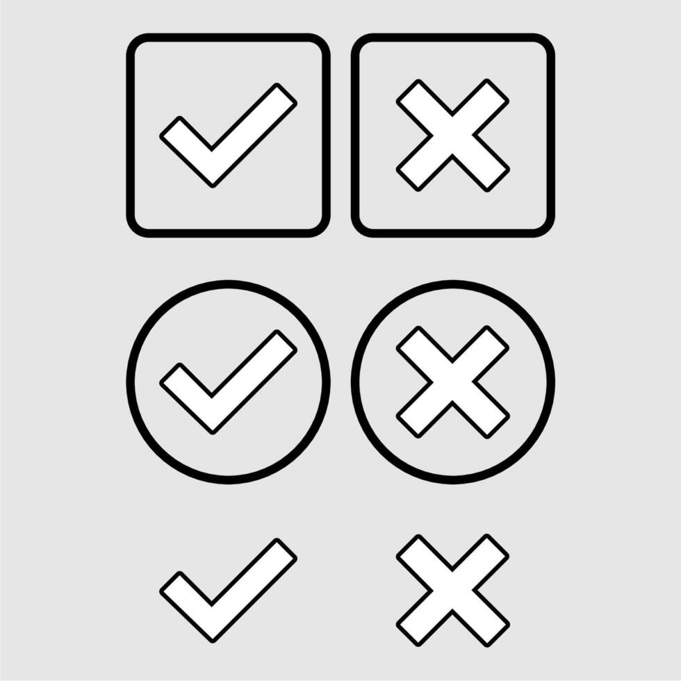 Check mark and Cross mark black icon set transparend vector