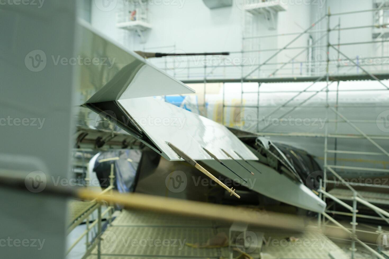 Advanced aerospace project displays innovative design elements in a workshop environment during daylight hours photo